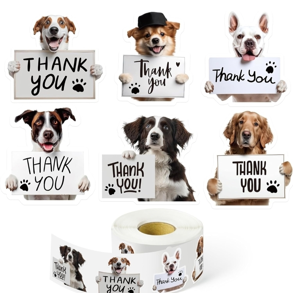 Cute Dogs Thank You Stickers Roll - Picture 6 of 6